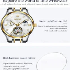 OLEVS 6608 Automatic Mechanical Watch For Women Deep Waterproof Luminous Moon Phase Hand Clock Original Luxury Women's Watches