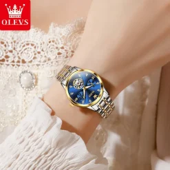 OLEVS 6608 Automatic Mechanical Watch For Women Deep Waterproof Luminous Moon Phase Hand Clock Original Luxury Women's Watches