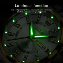 OLEVS 3620 Men Watch Stainless Steel Business Dual Calendar Waterproof Quartz Watch Luxury Brand Diamond Men Watch