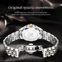 OLEVS 3620 Men Watch Stainless Steel Business Dual Calendar Waterproof Quartz Watch Luxury Brand Diamond Men Watch