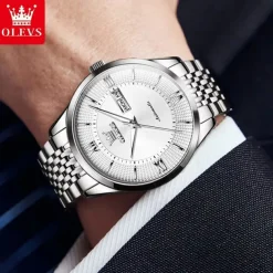 OLEVS 6657 Men's Luxury Brand Automatic Watch Business Calendar 50m Waterproof Mechanical Watch Gold Sapphire Mirror Men's Watch