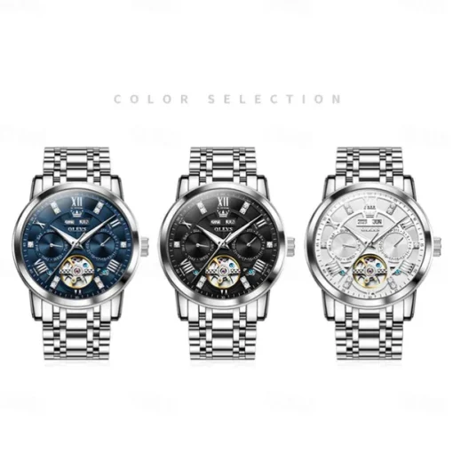 OLEVS 6701 Original Men's Automatic Mechanical Watch Top Brand Calendar Stainless Steel Waterproof Men's Watch