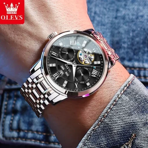 OLEVS 6701 Original Men's Automatic Mechanical Watch Top Brand Calendar Stainless Steel Waterproof Men's Watch