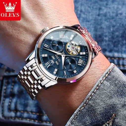 OLEVS 6701 Original Men's Automatic Mechanical Watch Top Brand Calendar Stainless Steel Waterproof Men's Watch