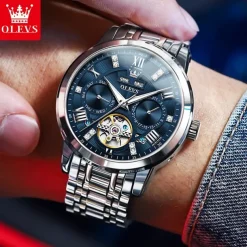 OLEVS 6701 Original Men's Automatic Mechanical Watch Top Brand Calendar Stainless Steel Waterproof Men's Watch