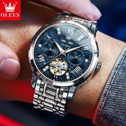 OLEVS 6701 Original Men's Automatic Mechanical Watch Top Brand Calendar Stainless Steel Waterproof Men's Watch