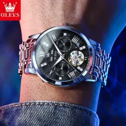OLEVS 6701 Original Men's Automatic Mechanical Watch Top Brand Calendar Stainless Steel Waterproof Men's Watch