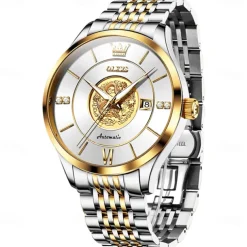 OLEVS Luxury Brand Automatic Men's Watches Golden Dragon Stainless steel Wristwatch Classics Waterproof Mechanical Watch 6693