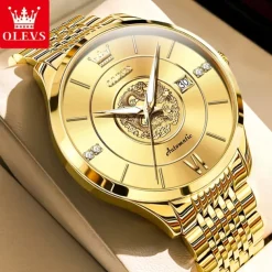 OLEVS Luxury Brand Automatic Men's Watches Golden Dragon Stainless steel Wristwatch Classics Waterproof Mechanical Watch 6693