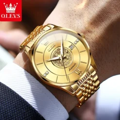 OLEVS Luxury Brand Automatic Men's Watches Golden Dragon Stainless steel Wristwatch Classics Waterproof Mechanical Watch 6693
