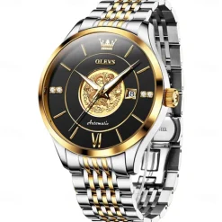 OLEVS Luxury Brand Automatic Men's Watches Golden Dragon Stainless steel Wristwatch Classics Waterproof Mechanical Watch 6693