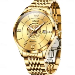 OLEVS Luxury Brand Automatic Men's Watches Golden Dragon Stainless steel Wristwatch Classics Waterproof Mechanical Watch 6693