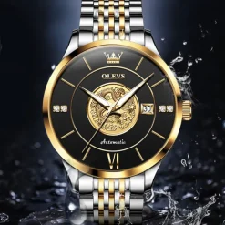 OLEVS Luxury Brand Automatic Men's Watches Golden Dragon Stainless steel Wristwatch Classics Waterproof Mechanical Watch 6693