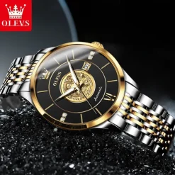 OLEVS Luxury Brand Automatic Men's Watches Golden Dragon Stainless steel Wristwatch Classics Waterproof Mechanical Watch 6693