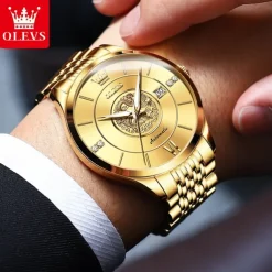 OLEVS Luxury Brand Automatic Men's Watches Golden Dragon Stainless steel Wristwatch Classics Waterproof Mechanical Watch 6693