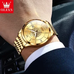 OLEVS Luxury Brand Automatic Men's Watches Golden Dragon Stainless steel Wristwatch Classics Waterproof Mechanical Watch 6693