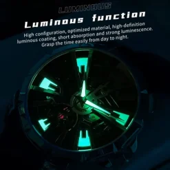 OLEVS Men Mechanical Watch Creative Outdoor Sports Fashion Hollow Skeleton Automatic Self-winding Luminous Waterproof Leather Watch