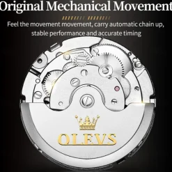 OLEVS Men Mechanical Watch Creative Outdoor Fashion Casual Automatic Self-winding Moon phase Luminous Calendar Steel Watch