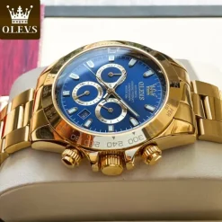 OLEVS Men Mechanical Watch Fashion Business Wristwatch Automatic Self-winding Luminous Calendar Waterproof Steel Watch