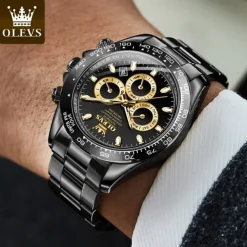 OLEVS Men Mechanical Watch Fashion Business Wristwatch Automatic Self-winding Luminous Calendar Waterproof Steel Watch