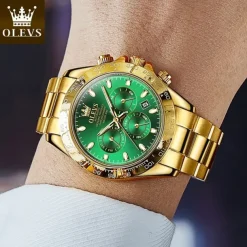 OLEVS Men Mechanical Watch Fashion Business Wristwatch Automatic Self-winding Luminous Calendar Waterproof Steel Watch