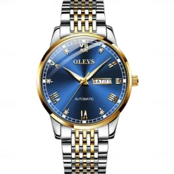 OLEVS Men Mechanical Watch Fashion Casual Wristwatch Automatic Self-winding Luminous Calendar Date Week Steel Watch