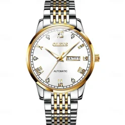 OLEVS Men Mechanical Watch Fashion Casual Wristwatch Automatic Self-winding Luminous Calendar Date Week Steel Watch