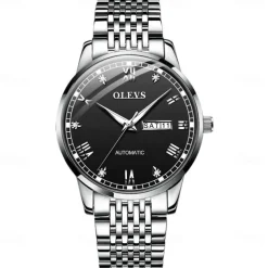 OLEVS Men Mechanical Watch Fashion Casual Wristwatch Automatic Self-winding Luminous Calendar Date Week Steel Watch