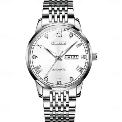 OLEVS Men Mechanical Watch Fashion Casual Wristwatch Automatic Self-winding Luminous Calendar Date Week Steel Watch