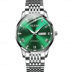 OLEVS Men Mechanical Watch Fashion Casual Wristwatch Automatic Self-winding Luminous Calendar Date Week Steel Watch