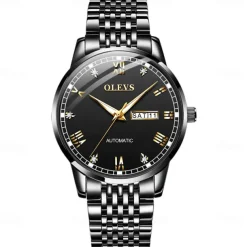 OLEVS Men Mechanical Watch Fashion Casual Wristwatch Automatic Self-winding Luminous Calendar Date Week Steel Watch