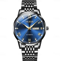 OLEVS Men Mechanical Watch Fashion Casual Wristwatch Automatic Self-winding Luminous Calendar Date Week Steel Watch