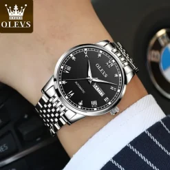 OLEVS Men Mechanical Watch Fashion Casual Wristwatch Automatic Self-winding Luminous Calendar Date Week Steel Watch