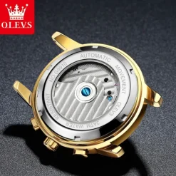 OLEVS Men Mechanical Watch Fashion Casual Wristwatch Automatic Self-winding Tourbillon Luminous Calendar Steel Watch