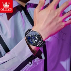 OLEVS Men Quartz Watch Creative Fashion Casual Wristwatch Luminous Waterproof Decoration Steel Watch