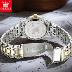 OLEVS Men Quartz Watch Fashion Business Wristwatch Luminous Calendar Date Week Waterproof Steel Watch