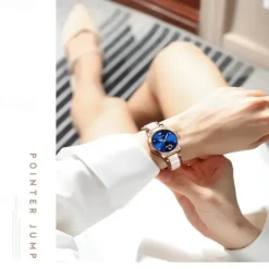 OLEVS Women Mechanical Watch Creative Minimalist Fashion Casual Analog Wristwatch Automatic Self-winding Luminous Calendar Waterproof Ceramic Watch for Women Gift Women Watches