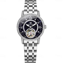 OLEVS Women Mechanical Watch Fashion Casual Wristwatch Automatic Self-winding Luminous Waterproof Decoration Alloy Watch