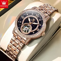 OLEVS Women Mechanical Watch Fashion Casual Wristwatch Automatic Self-winding Luminous Waterproof Decoration Alloy Watch
