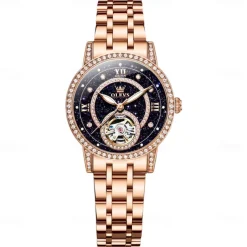 OLEVS Women Mechanical Watch Fashion Casual Wristwatch Automatic Self-winding Luminous Waterproof Decoration Alloy Watch