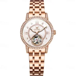 OLEVS Women Mechanical Watch Fashion Casual Wristwatch Automatic Self-winding Luminous Waterproof Decoration Alloy Watch