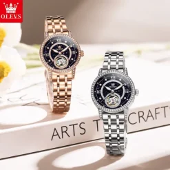 OLEVS Women Mechanical Watch Fashion Casual Wristwatch Automatic Self-winding Luminous Waterproof Decoration Alloy Watch