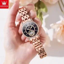 OLEVS Women Mechanical Watch Fashion Casual Wristwatch Automatic Self-winding Luminous Waterproof Decoration Alloy Watch