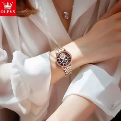 OLEVS Women Mechanical Watch Fashion Casual Wristwatch Automatic Self-winding Luminous Waterproof Decoration Alloy Watch