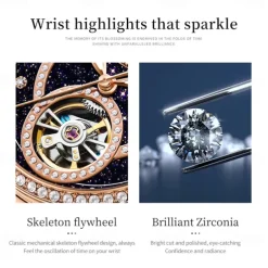 OLEVS Women Mechanical Watch Fashion Casual Wristwatch Automatic Self-winding Luminous Waterproof Decoration Alloy Watch