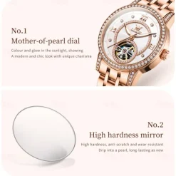 OLEVS Women Mechanical Watch Fashion Casual Wristwatch Automatic Self-winding Luminous Waterproof Decoration Alloy Watch