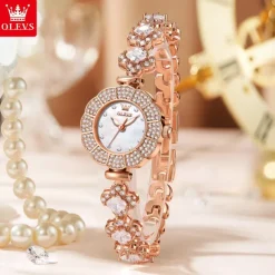 OLEVS Women Quartz Watch Creative Minimalist Fashion Wristwatch Waterproof Decoration Stainless Steel Watch