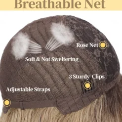 Ombre Blonde Wig with Bangs Long Blonde Wavy Wigs for Women Synthetic Curly Wavy Wigs with Dark Root Middle Part Heat Resistant Wig for Daily Party Wear Halloween Wigs