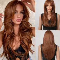 Ombre Blonde Wigs with BangsShoulder Length Ash Blonde Wig for Women Layered Wigs Dark Roots Synthetic Wigs for Daily Party 24IN Halloween Wigs