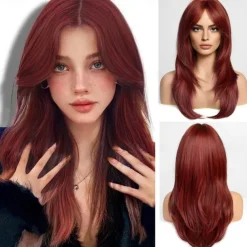 Ombre Blonde Wigs with BangsShoulder Length Ash Blonde Wig for Women Layered Wigs Dark Roots Synthetic Wigs for Daily Party 24IN Halloween Wigs